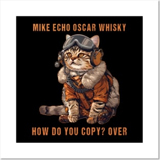 Vintage Aviator Cat Pilot Mike Echo Oscar Whisky How do you copy over Posters and Art